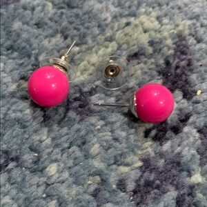 Gold tone and stone 1” dangle pierced earrings